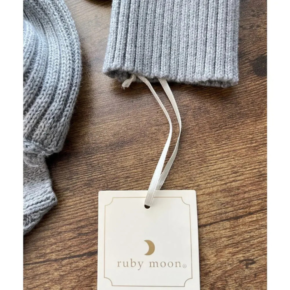 Ruby Moon Womens M Gray Knit Lace-Up Long Sleeves Sweater New - Picture 12 of 13